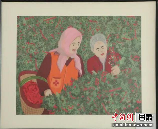靖遠(yuǎn)縣枸杞種植業(yè)帶動10多萬農(nóng)民脫貧致富。刺繡 王明風(fēng) 繡稿 胡靜