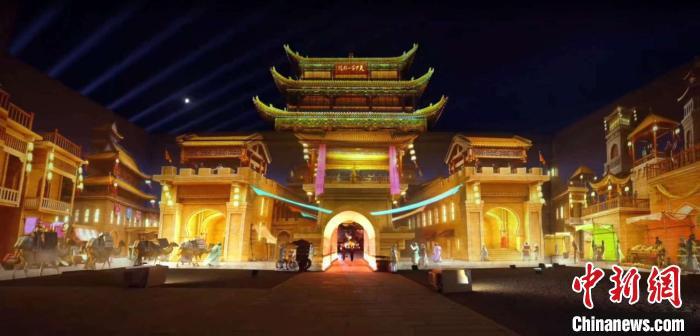 2024年7月15日，甘肅嘉峪關開啟“夜游”模式。圖為夜游燈光劇《天下嘉峪關》光影效果。(甘肅嘉峪關關城景區(qū)供圖)